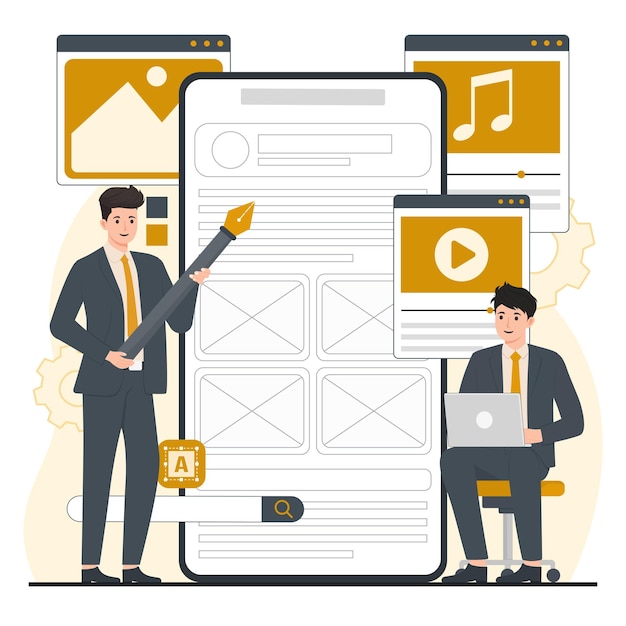 모바일 UIUX 컨셉 일러스트레이션 UIUX 개발 디자인 프로그래밍 모바일 애플리케이션