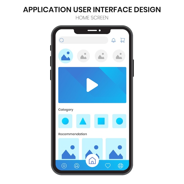 Dashboard dell'interfaccia utente mobile e display home