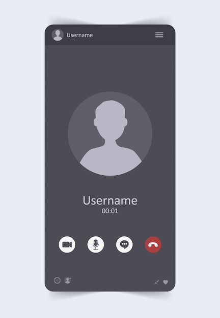 Mobile video chat interface. User web video call window. Concept of social media, remote communication, video content. Modern illustration.