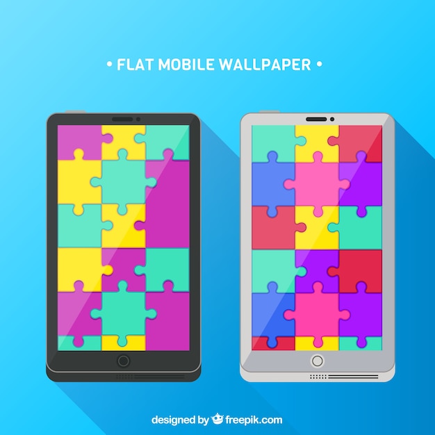 Mobile wallpapers with colorful puzzle pieces