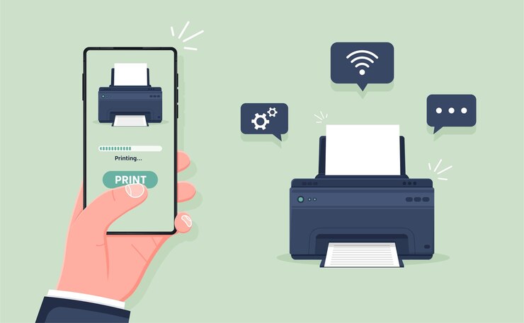 Mobile wireless print printer wirelessly printing document from smartphone