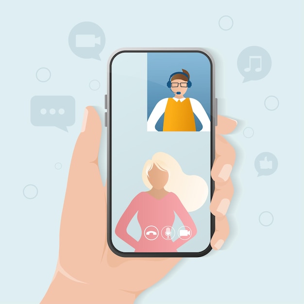 mobile with Video chat people