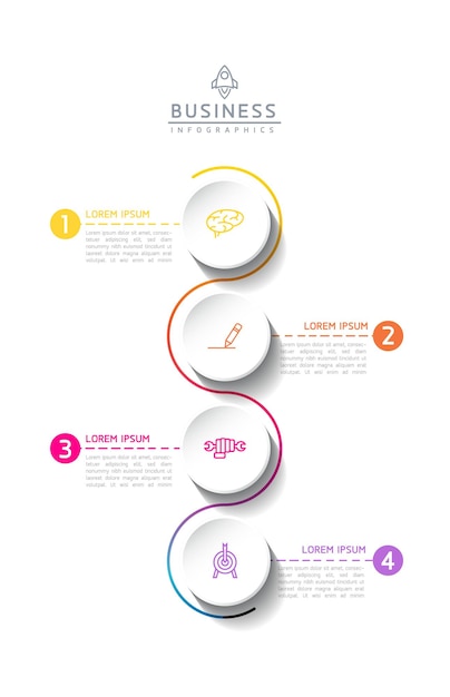 Mobilecircular connection stappen zakelijke infographic-sjabloon met 4 elementen