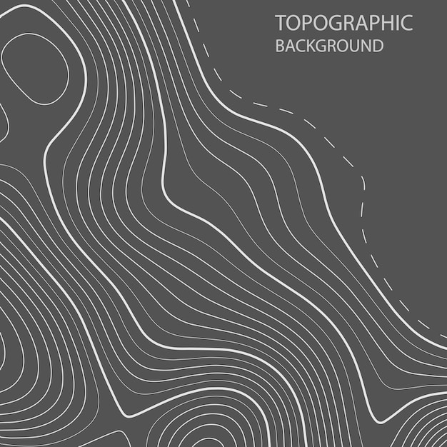 Vector mobiletopographic map gray outlines on a dark background contour abstract background vector illustration