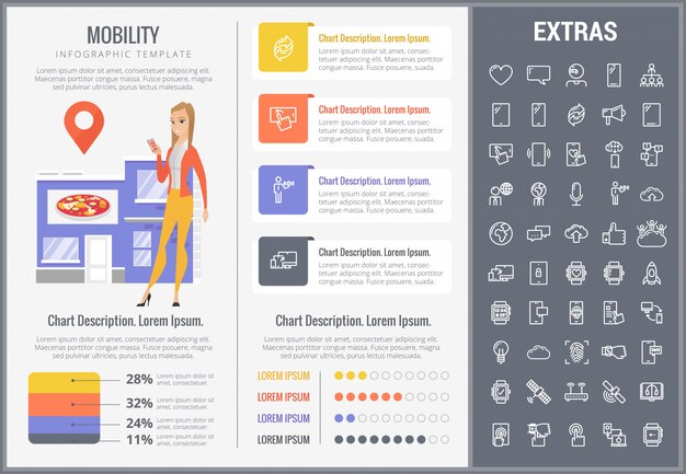 Modello, elementi ed icone infographic di mobilità