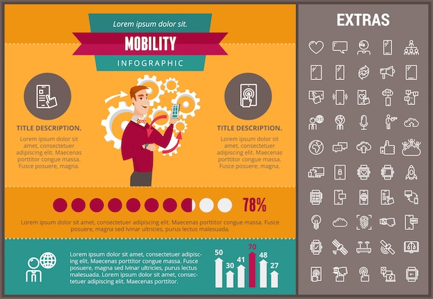 Vector mobility infographic template, elements and icons