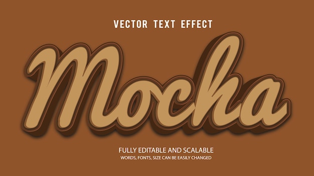 Mocha 3d editable text effect vector with cute background