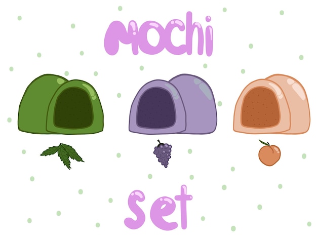 Mochi hand drawn vector set