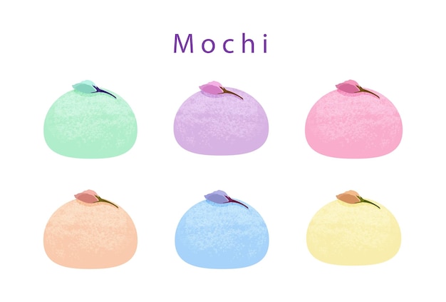 Mochi Japanse traditionele gerechten instellen vectorillustratie