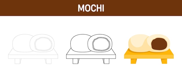 Mochi tracing and coloring worksheet for kids