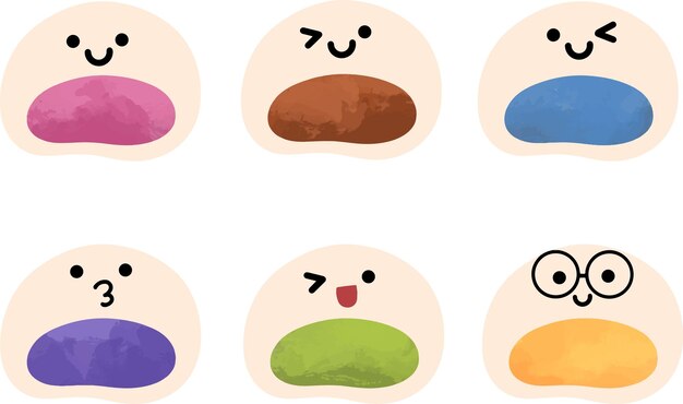 Mochi verschillende uitdrukking illustratie