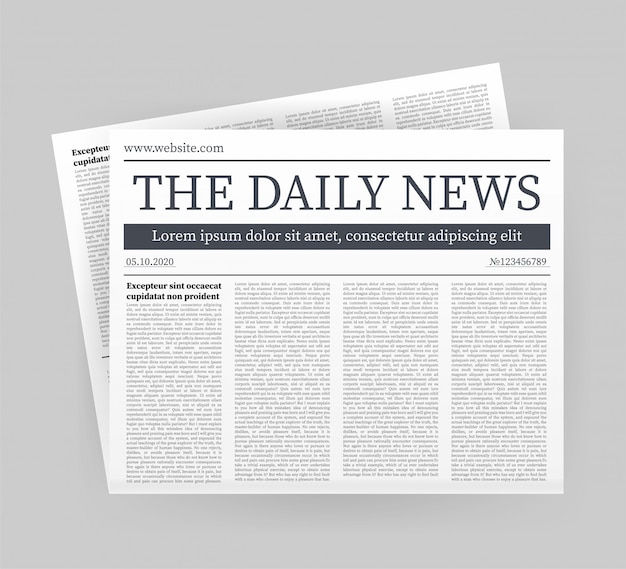  mock up of a blank daily newspaper. Fully editable whole newspaper in clipping mask. stock illustration.