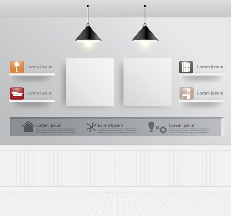 Vector mock up modern living room 