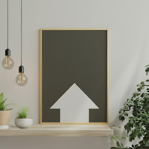 Vector mock up poster frame with modern hipster interior home decoration and scandinavian style 3d r