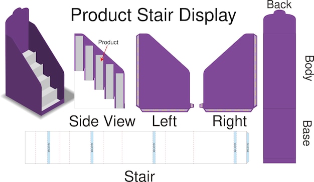 Vector mock up product stair dispaly with dieline