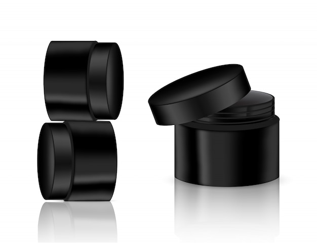 Mock up Realistic Black Jar Packaging Product For Cosmetic Beauty