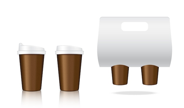 Vettore mock up realistic coffee paper cup packaging prodotto