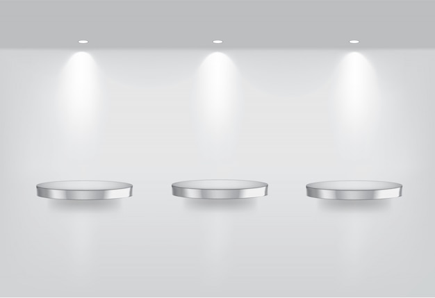 Vector mock up realistic empty metallic shelves