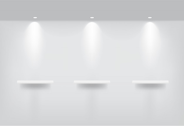 Vector mock up realistic empty shelves for interior