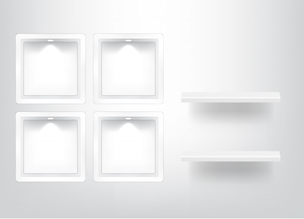 Vector mock up realistic empty square shelf