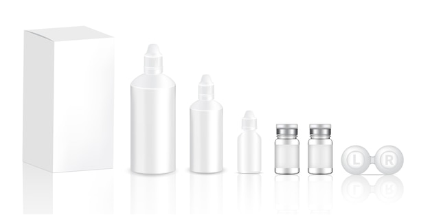 Mock up Realistic Transparent Contact Lenses Bottles Product