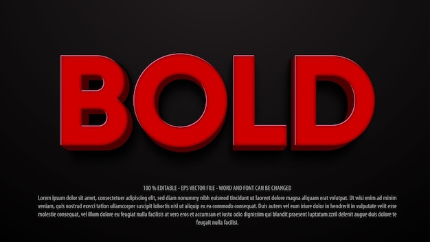 Vector mock up red 3d style editable text effect premium vector