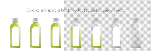 Vector mock up of transparent bottle (glass, plastic)