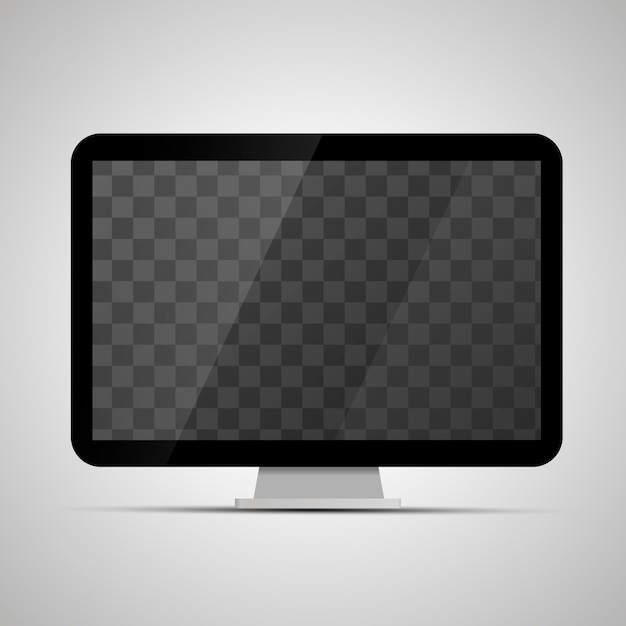 Vector mock up van desktop glanzende monitor met transparante plaats voor scherm