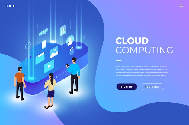 Vector mocksite website cloud computing