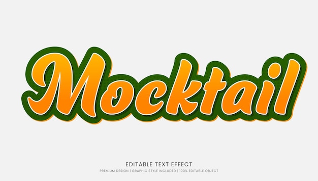 モックテイル 3D テキスト エフェクト テンプレート 大胆なタイポグラフィーと抽象的なスタイル 飲み物のロゴとブランド