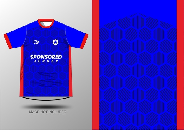 Mockup achtergrond voor sport Jersey blauw rood patroon zeshoek