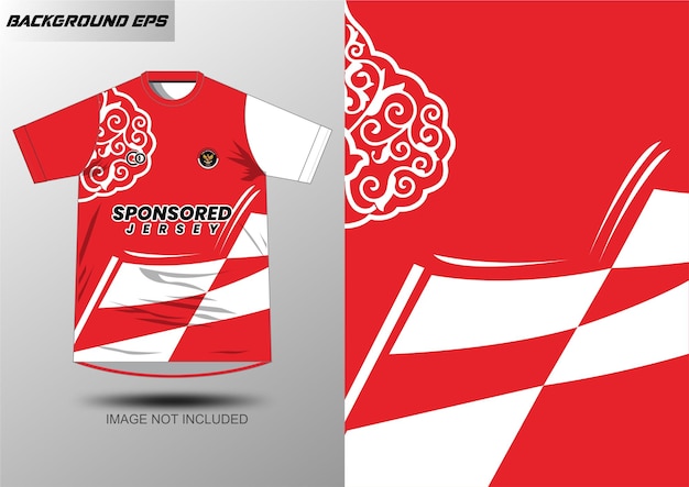 Mockup background for sports jersey red white patern kemerdekaan indonesia v1