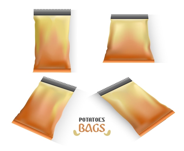 Mockup Of A Bag Of Potatoes 4 Views Unbranded Spicy Potato Bags