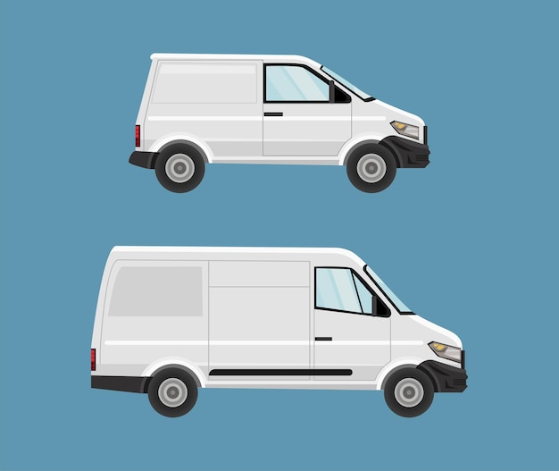 Vector mockup bestelwagens witte voertuigen