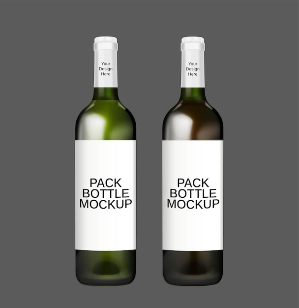 Vector mockup of a bottle pack with white labels on a dark background