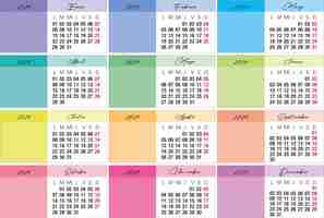 Vector mockup calendario empresarial 2024 por meses