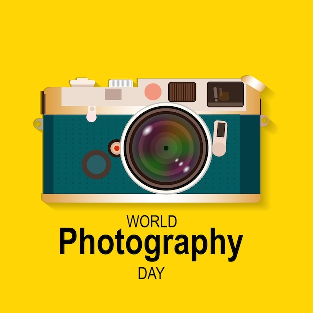 Mockup camera with yellow background decoration