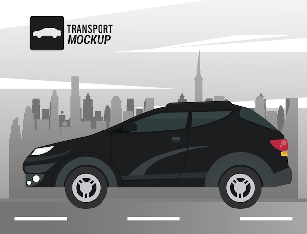 Mockup car color black isolated icon.