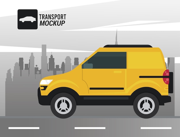 Mockup car color yellow icon.