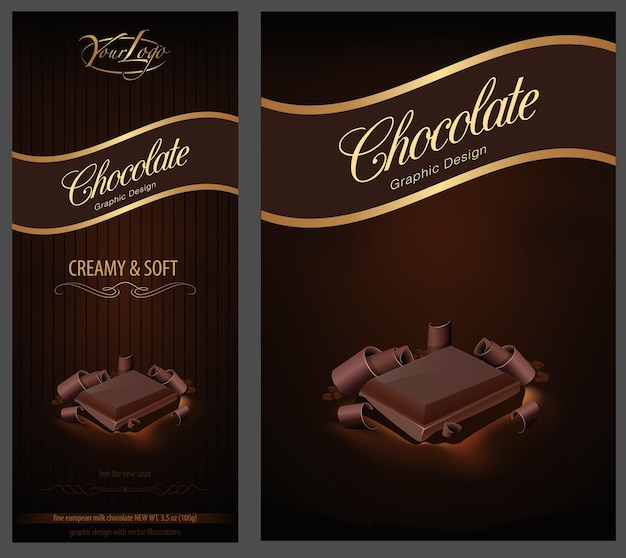 Vector mockup for chocolate package design and advertising