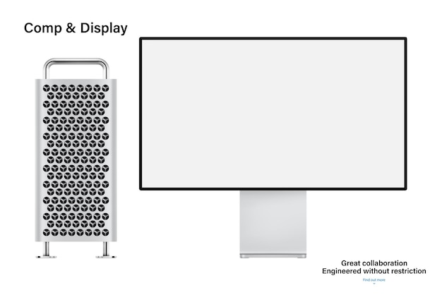 Vettore computer mockup e display con schermo vuoto su sfondo bianco illustrazione vettoriale eps10