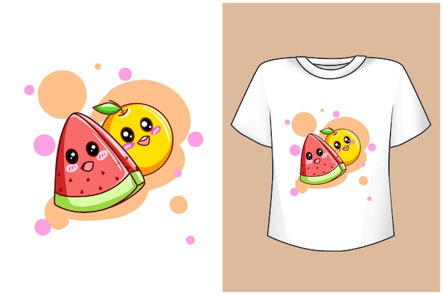 Mockup cute orange and strawberry