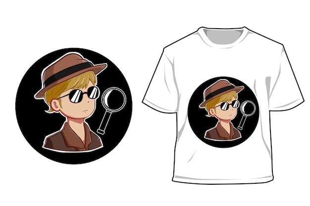 Mockup detective jongen cartoon eenvoudig