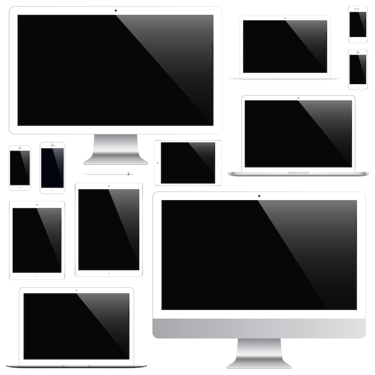 Vector mockup of gadgets and devices of stylus