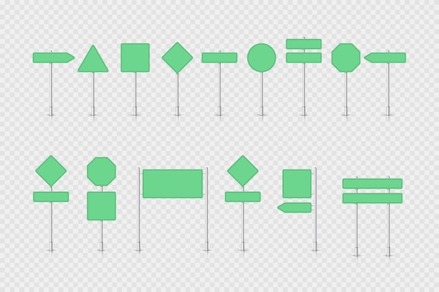 Вектор Макет зеленый дорожный знак изолированные