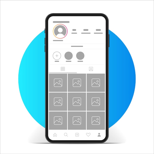 mockup of instagram interface app.