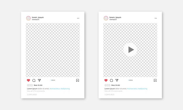 Макет экрана instagram Фоторамка с пустой рамкой для вашего дизайна Изолированный на изолированном фоне с реалистичной тенью Векторная иллюстрация EPS 10