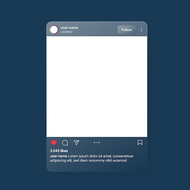 Intagram のモックアップ Glassmorphism