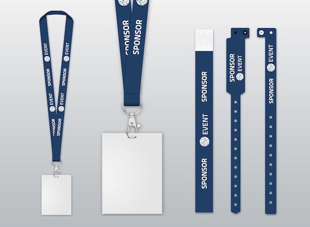 Mockup of lanyard and wristbands for identification and access to events Security and control elements