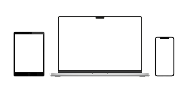 Mockup met telefoontablet en laptop op wit geïsoleerde achtergrond